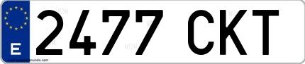 Ejemplo de matrícula española 2477 CKT