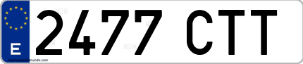 Ejemplo de matrícula de coche ordinaria 2477 CTT