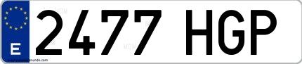 Ejemplo de matrícula española 2477 HGP