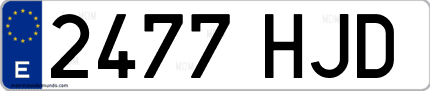 Ejemplo de matrícula de coche ordinaria 2477 HJD