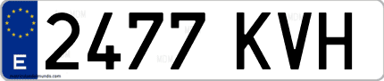 Ejemplo de matrícula de coche ordinaria 2477 KVH