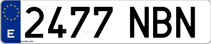 Ejemplo de matrícula de coche ordinaria 2477 NBN