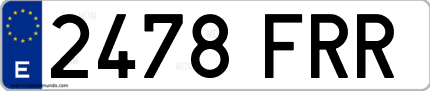 Ejemplo de matrícula de coche ordinaria 2478 FRR