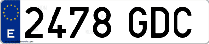 Ejemplo de matrícula de coche ordinaria 2478 GDC