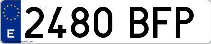 Ejemplo de matrícula española 2480 BFP