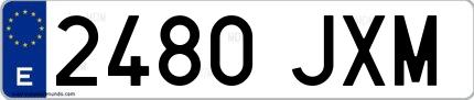 Ejemplo de matrícula española 2480 JXM