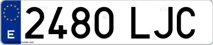 Ejemplo de matrícula española 2480 LJC