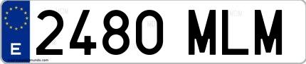 Ejemplo de matrícula española 2480 MLM