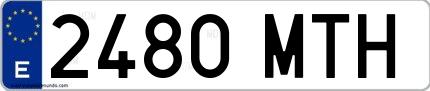 Ejemplo de matrícula española 2480 MTH