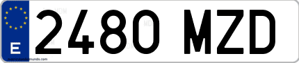 Ejemplo de matrícula de coche ordinaria 2480 MZD