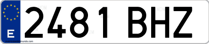 Ejemplo de matrícula de coche ordinaria 2481 BHZ