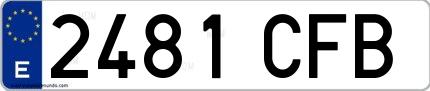 Ejemplo de matrícula de coche ordinaria 2481 CFB