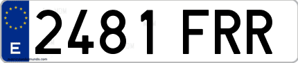 Ejemplo de matrícula de coche ordinaria 2481 FRR