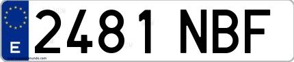 Ejemplo de matrícula española 2481 NBF