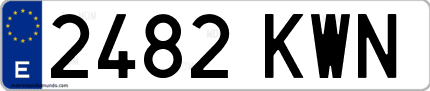 Ejemplo de matrícula de coche ordinaria 2482 KWN