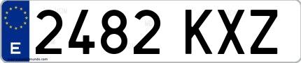 Ejemplo de matrícula española 2482 KXZ
