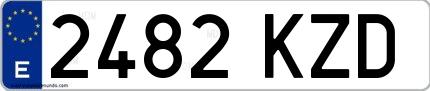Ejemplo de matrícula española 2482 KZD