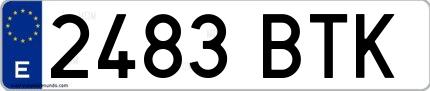 Ejemplo de matrícula española 2483 BTK