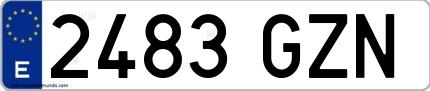 Ejemplo de matrícula española 2483 GZN