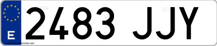 Ejemplo de matrícula de coche ordinaria 2483 JJY