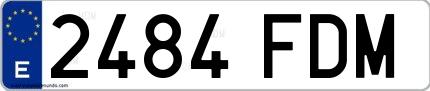 Ejemplo de matrícula española 2484 FDM
