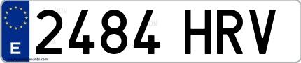 Ejemplo de matrícula española 2484 HRV