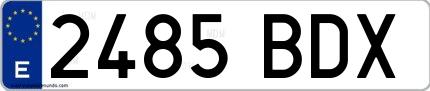 Ejemplo de matrícula española 2485 BDX