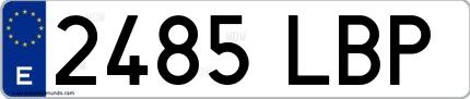Ejemplo de matrícula española 2485 LBP