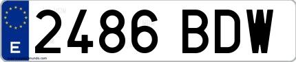 Ejemplo de matrícula española 2486 BDW