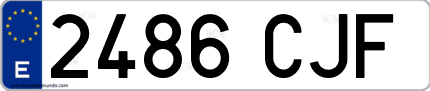 Ejemplo de matrícula de coche ordinaria 2486 CJF