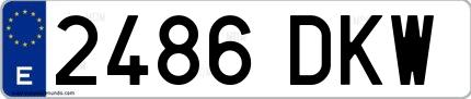Ejemplo de matrícula española 2486 DKW
