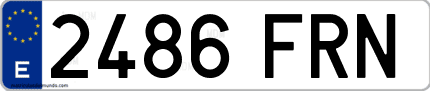 Ejemplo de matrícula de coche ordinaria 2486 FRN