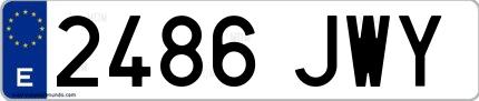 Ejemplo de matrícula española 2486 JWY