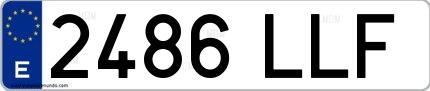 Ejemplo de matrícula española 2486 LLF