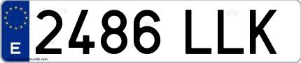 Ejemplo de matrícula española 2486 LLK