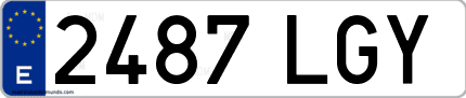 Ejemplo de matrícula de coche ordinaria 2487 LGY