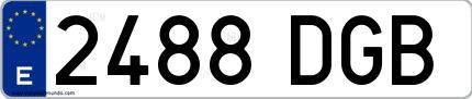 Ejemplo de matrícula española 2488 DGB