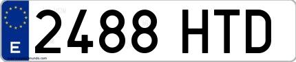 Ejemplo de matrícula de coche ordinaria 2488 HTD