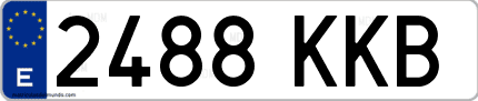 Ejemplo de matrícula de coche ordinaria 2488 KKB