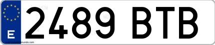 Ejemplo de matrícula española 2489 BTB