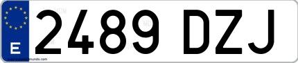 Ejemplo de matrícula española 2489 DZJ