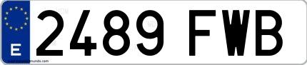 Ejemplo de matrícula española 2489 FWB
