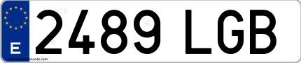 Ejemplo de matrícula española 2489 LGB