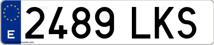 Ejemplo de matrícula de coche ordinaria 2489 LKS