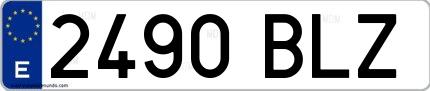 Ejemplo de matrícula española 2490 BLZ