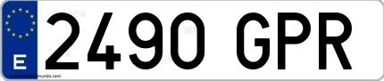 Ejemplo de matrícula española 2490 GPR