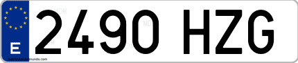 Ejemplo de matrícula de coche ordinaria 2490 HZG