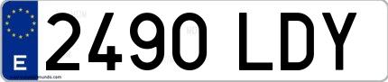 Ejemplo de matrícula española 2490 LDY