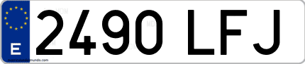 Ejemplo de matrícula de coche ordinaria 2490 LFJ