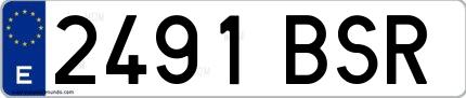 Ejemplo de matrícula española 2491 BSR